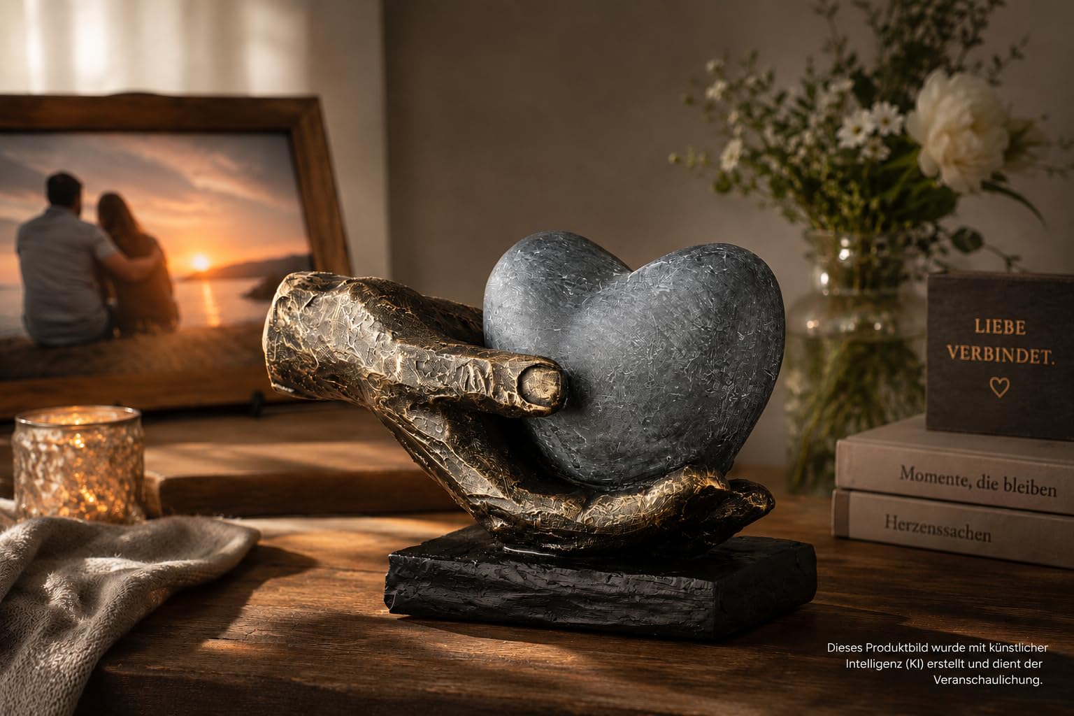 Personalizado corazón figura mano escultura grabado hasta 15