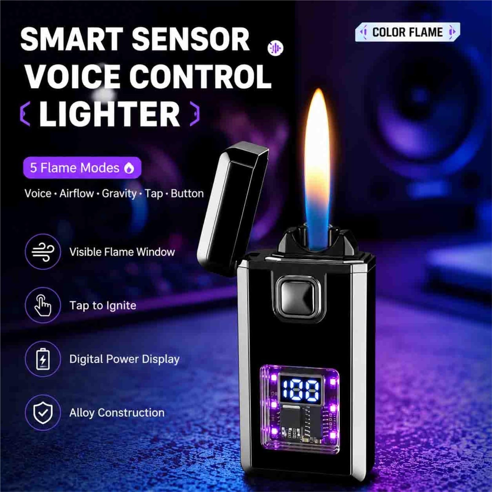 Encendedor de butano con ventana de combustible visible y llama ajustable, perfecto para hombres, ideal para exteriores, camping, barbacoa, hoguera y mucho más