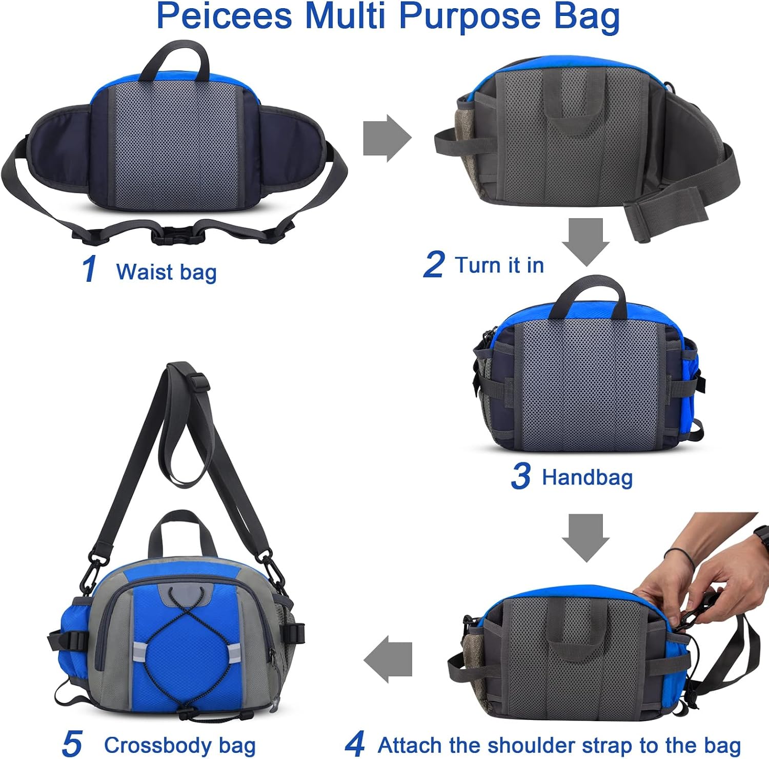 Peicees Hiking Fanny Pack Large Waist Bag for Men Women with Bottle Holder Water Resistant Lumbar Pack for Hiking Camping Fishing Outdoor (Bottle Not Included) image 4