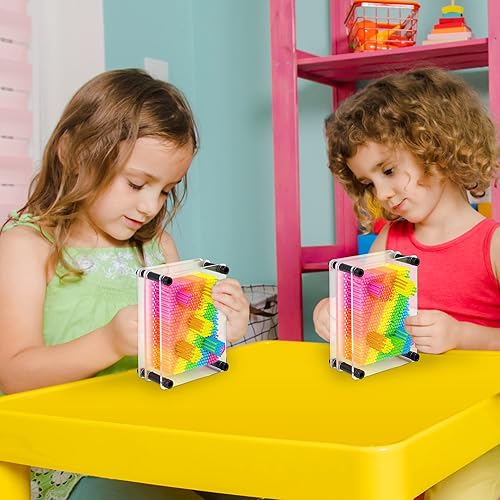 Miniatura 7 de ArtCreativity Juego de 2 pines artísticos de arco iris 3D, juego de mesa de plástico colorido para niños y adultos, juego de regalo novedoso,