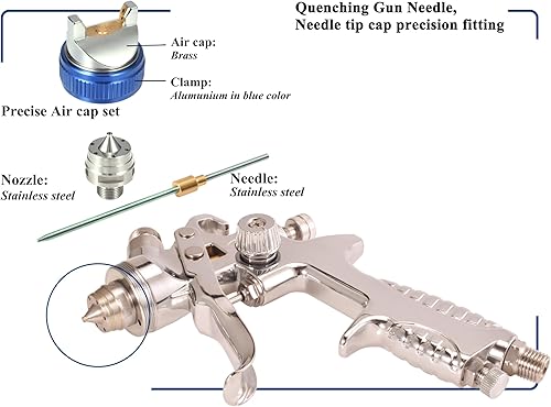 Miniatura 5 de Dynastus Pistola pulverizadora de aire HVLP de 22 onzas, pulverizador de pintura para automóvil, boquilla de 0.067 in, con filtro y regulador de aire