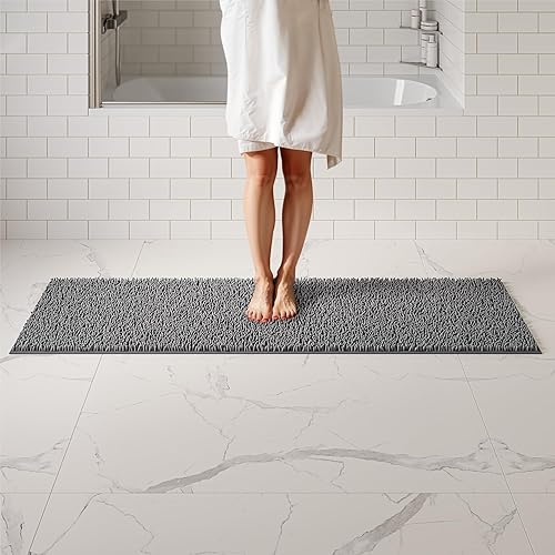 ITSOFT Tapete largo de microfibra de felpa, antideslizante, suave, absorbente, lavable a máquina, tapete de baño de felpilla de secado rápido, ideal