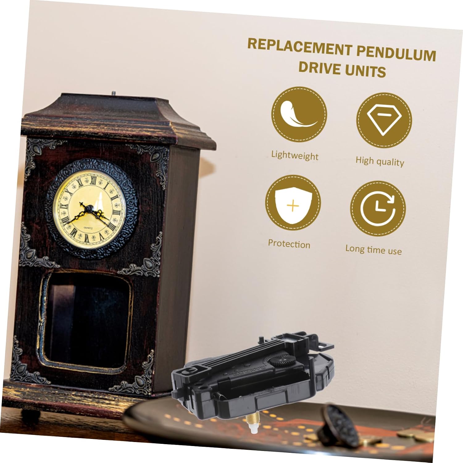 Silent Pendulum Clock Movement Mechanism Black Replacement Drive Unit Precise Timekeeping Accessory for Wall Clocks No Battery Included and Easy to Install