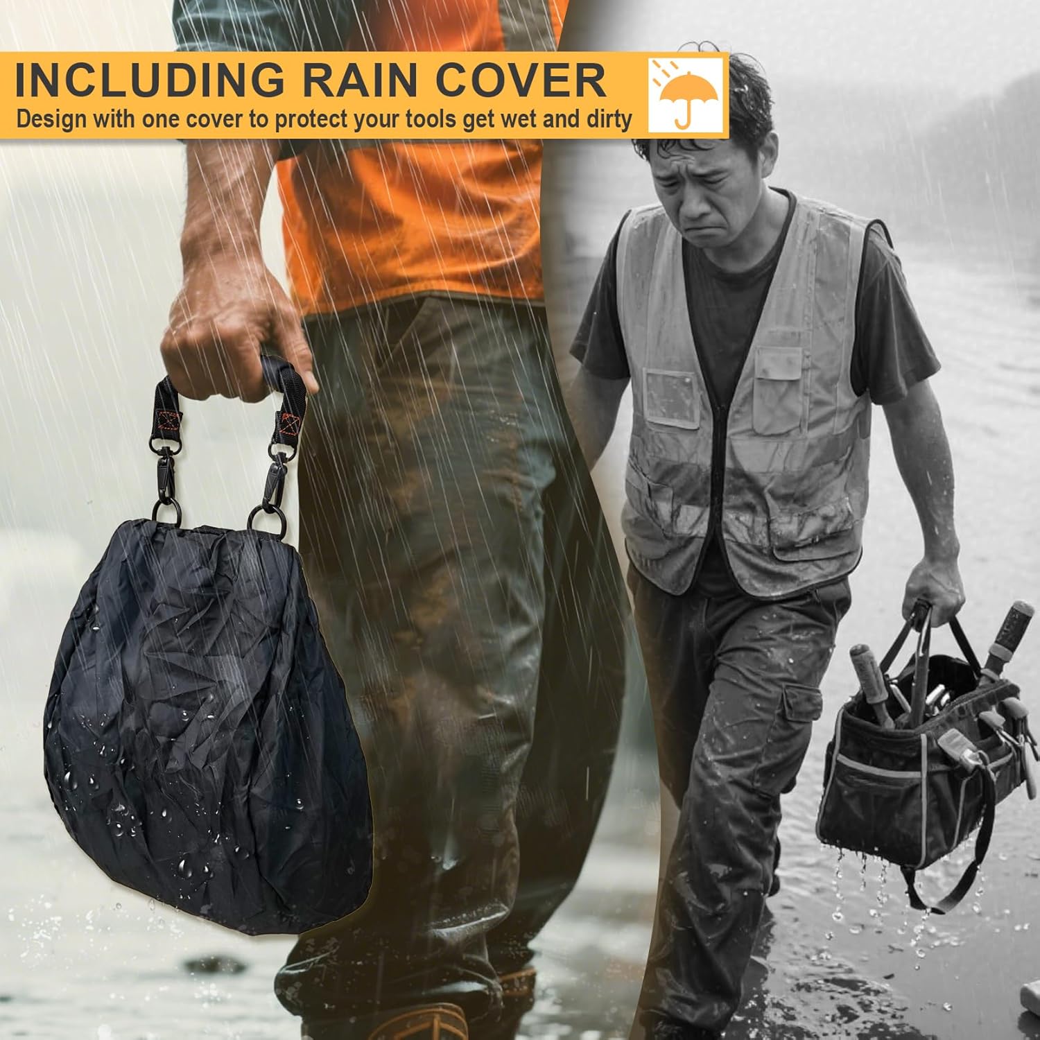 MELOTOUGH Electrician Tool Pouch Bag with Shoulder Strap 20 Pockets Tool Belt Pouch Tool Holster with Hammer Loop Tool Bag for Tradesman,Carpenter