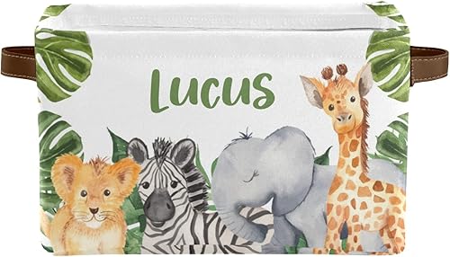 Deven Jungle Animal Forest - Canastas de almacenamiento grandes personalizadas para organizar estantes con asa, contenedores de almacenamiento
