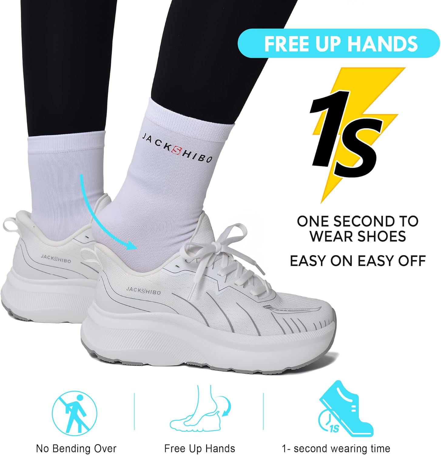 JACKSHIBO Wide Toe Box Shoes Women Slip on Running Athletic Walking Tennis Trail Slip in Sneakers Plantar Fasciitis Orthopedic Ortho Arch Support Hands Free Shoes with Zero Drop Cushion Thick Sole