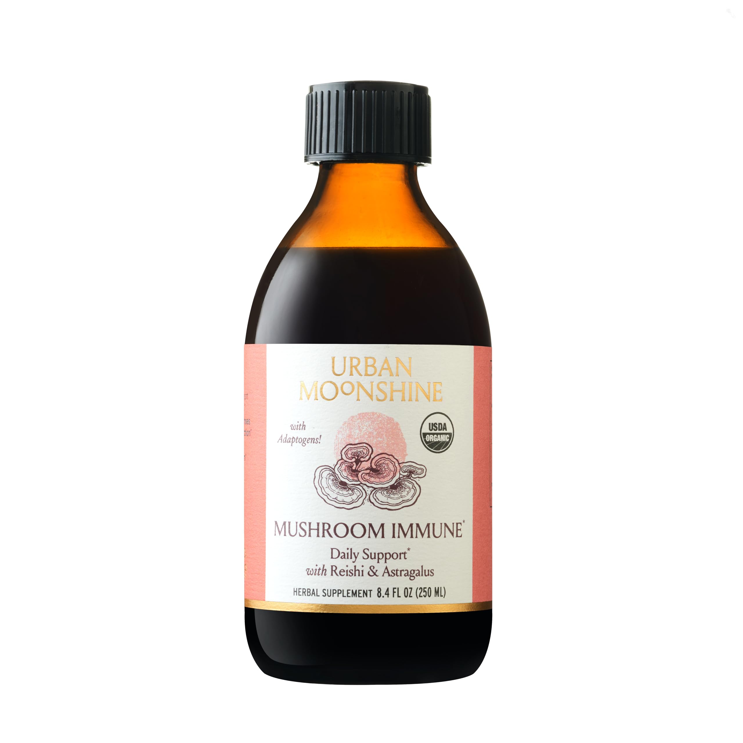 Urban Moonshine Mushroom Immune - Daily Support with Reishi & Astragalus - Long-Term Tonic for Healthy Immune System - Immune Support Supplement - Gluten Free Herbal Supplement - 8.4 Fl Oz