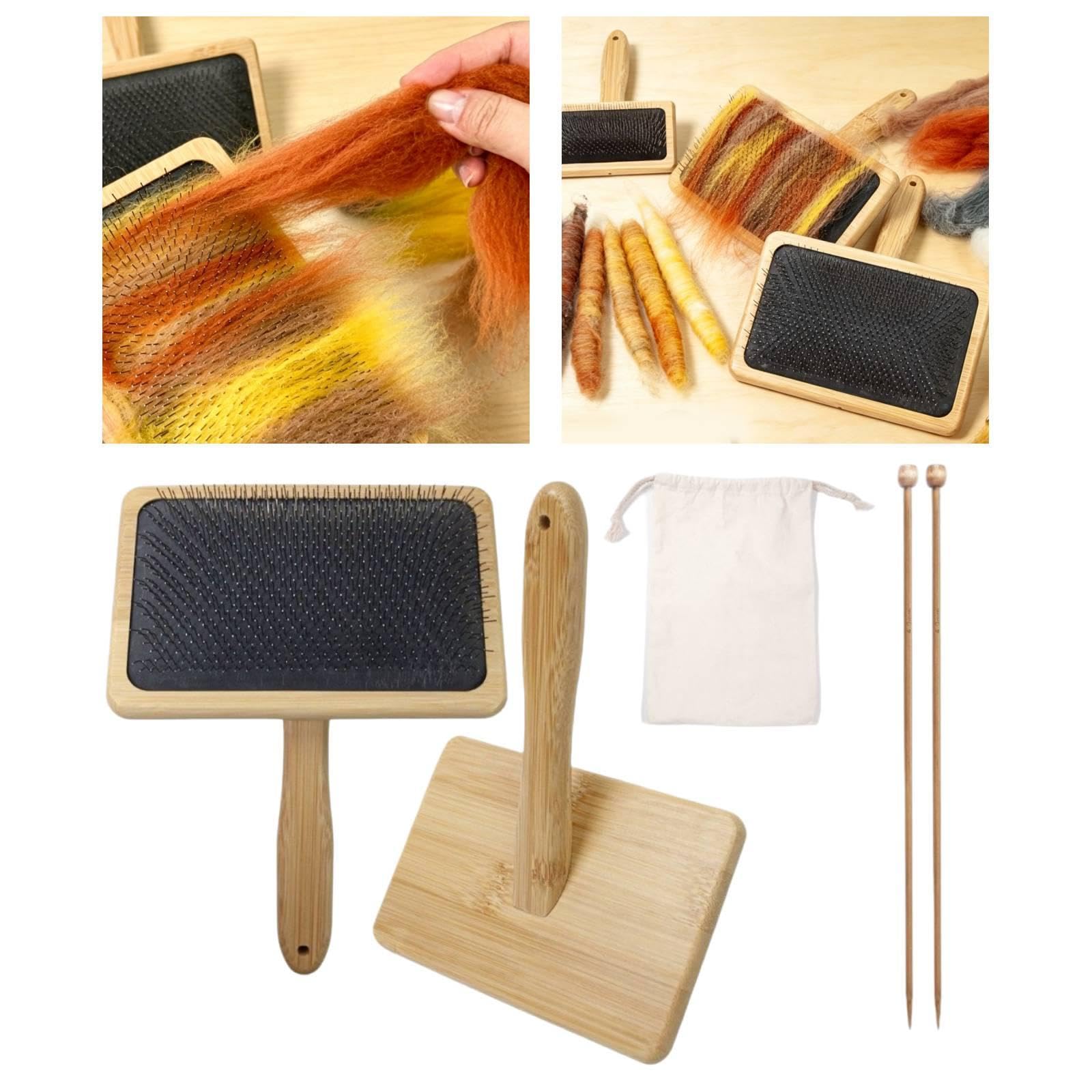 Generic Ensemble de Brosses à Carder, Brosse Cardeuse pour Chien, Outils de Feutrage pour Crochet et Feutrage