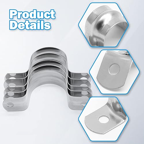 Miniatura 4 de Uenhoy 50 abrazaderas rígidas de acero inoxidable de 1-14 pulgadas, M32 de dos agujeros, abrazaderas de tubo con soporte en U, abrazaderas de