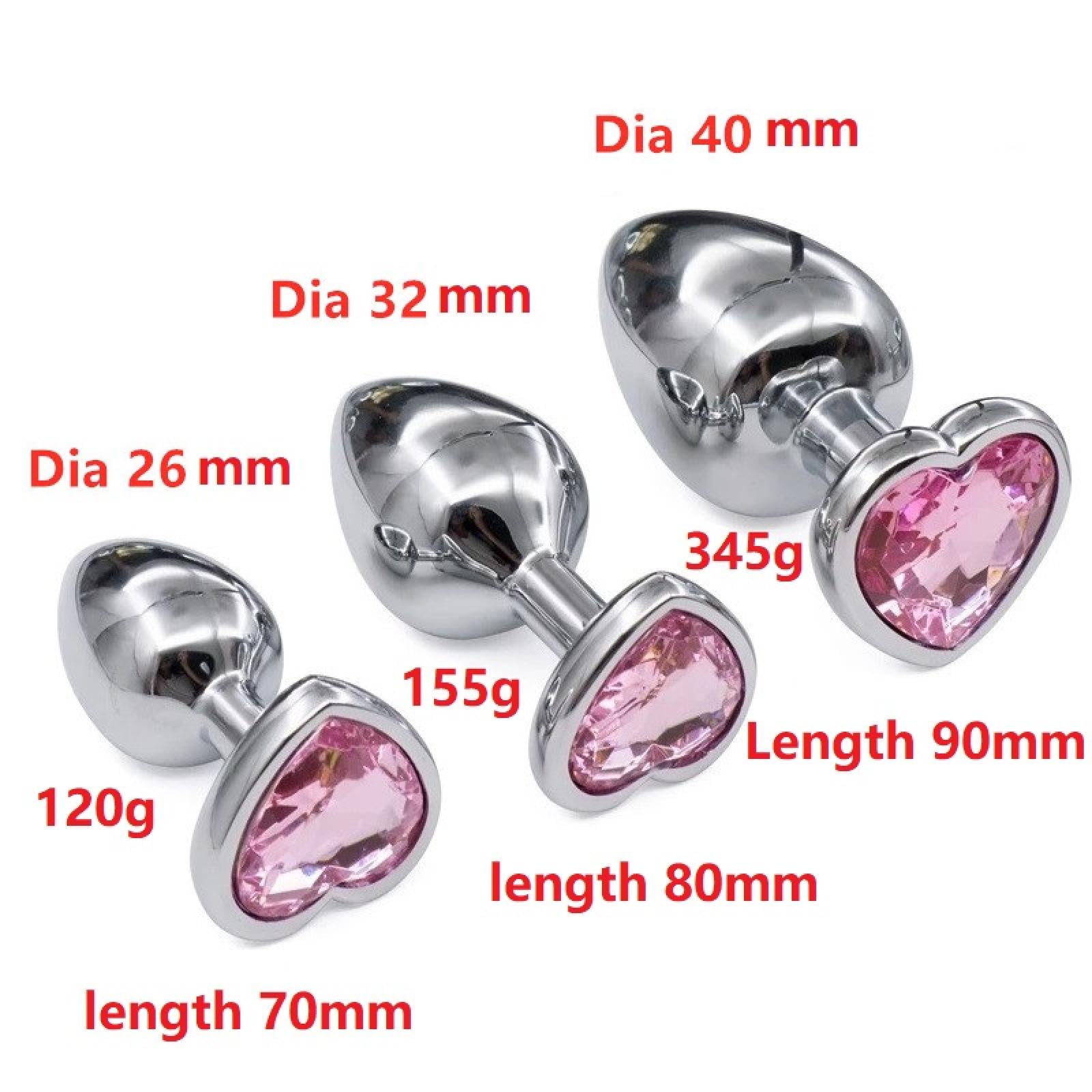 Plug anale ＨEnorme set pesante di piccole dimensioni medie e grandi Masturbatore a cuore rosa Perline anali in metallo Butt plug inserto P Spot Culo giocattolo del sesso Dildo Sex Machine