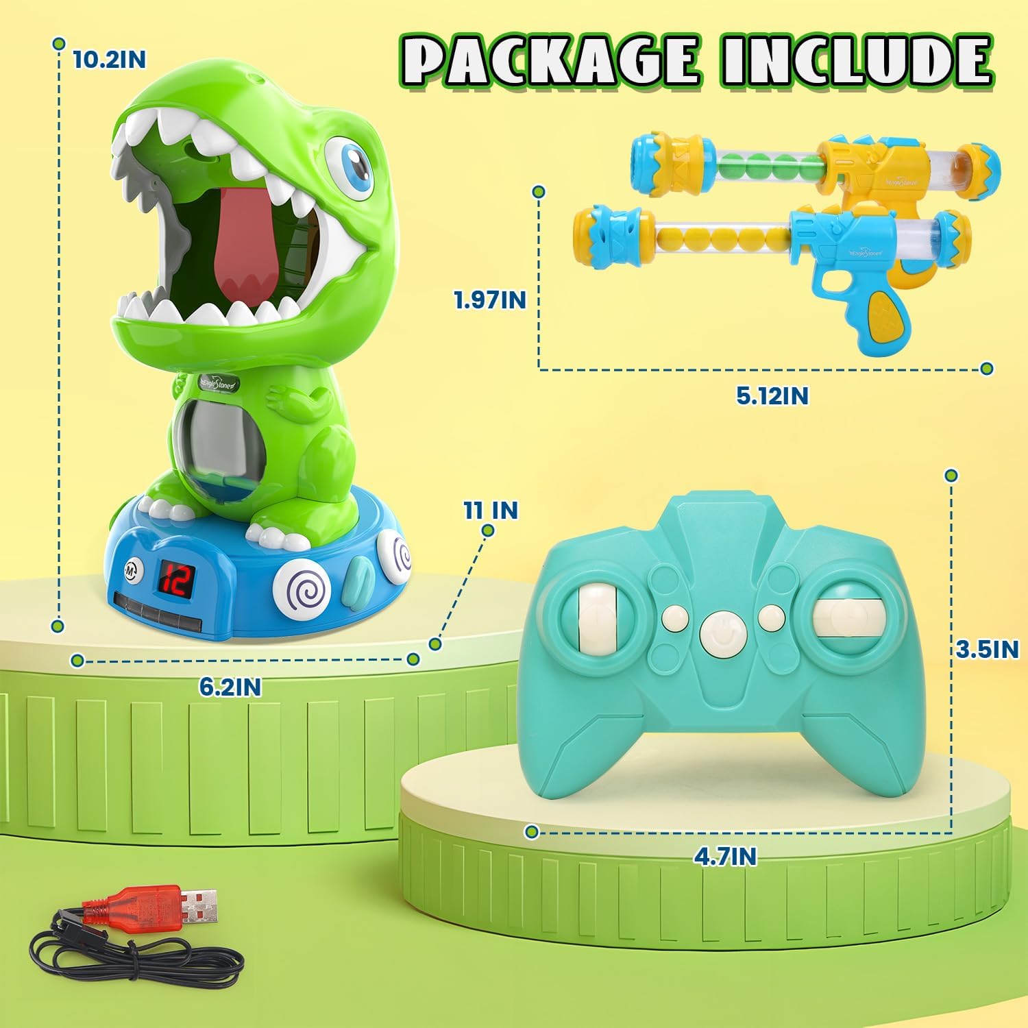 EagleStone Remote Control Movable Shooting Dinosaur Toys for Kids 3-5,5-7,Electronic Dino Shooting Game with Spay & Auto Scoring, Light & Sounds,Party Favors,Toys for 3,4,5 6,7 8 Year Old Boys& Girls