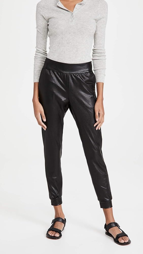 commando Women's Faux Leather Joggers, Black, XS at Amazon