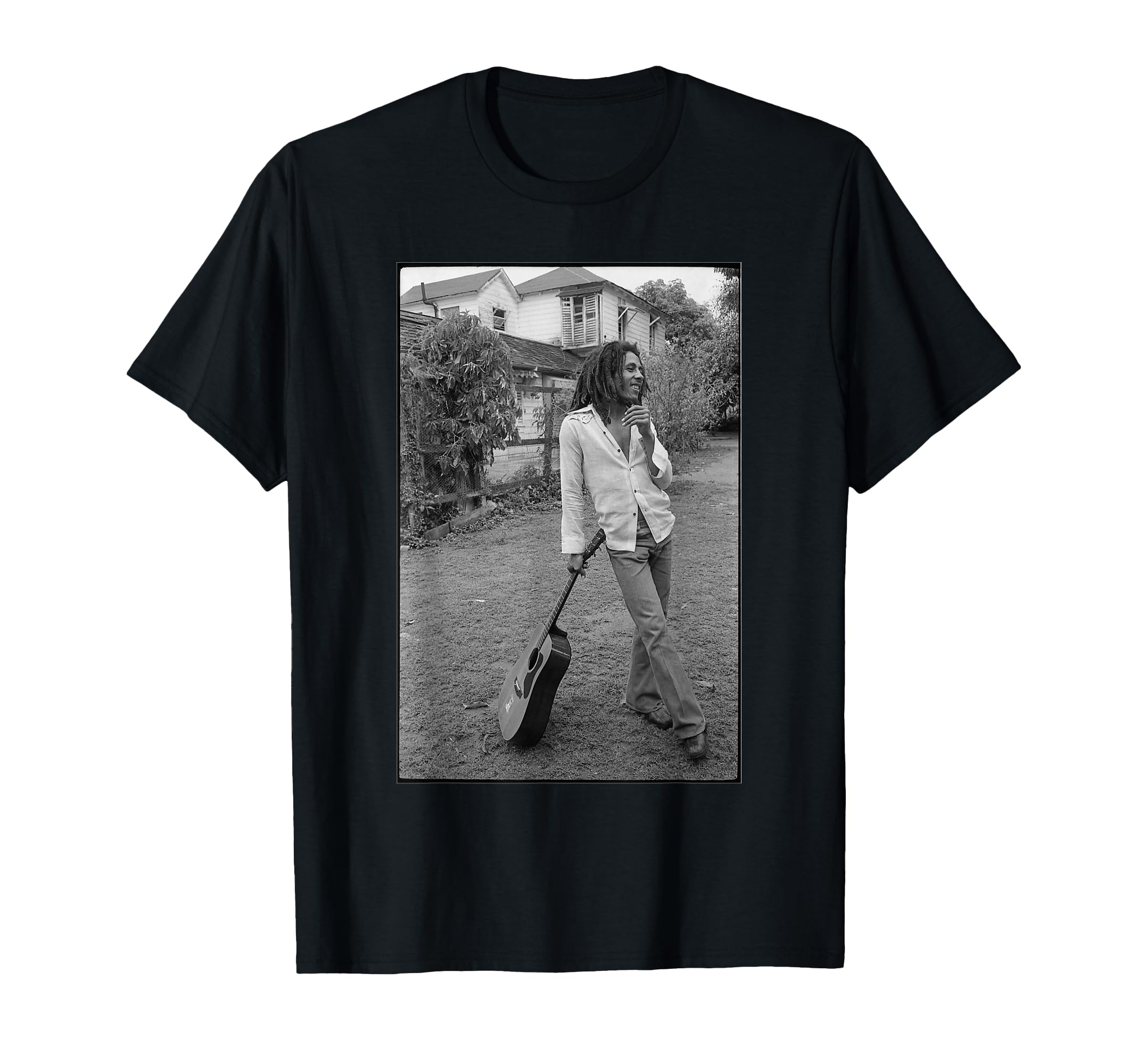 x David Burnett Black & White Guitar Photo T-Shirt