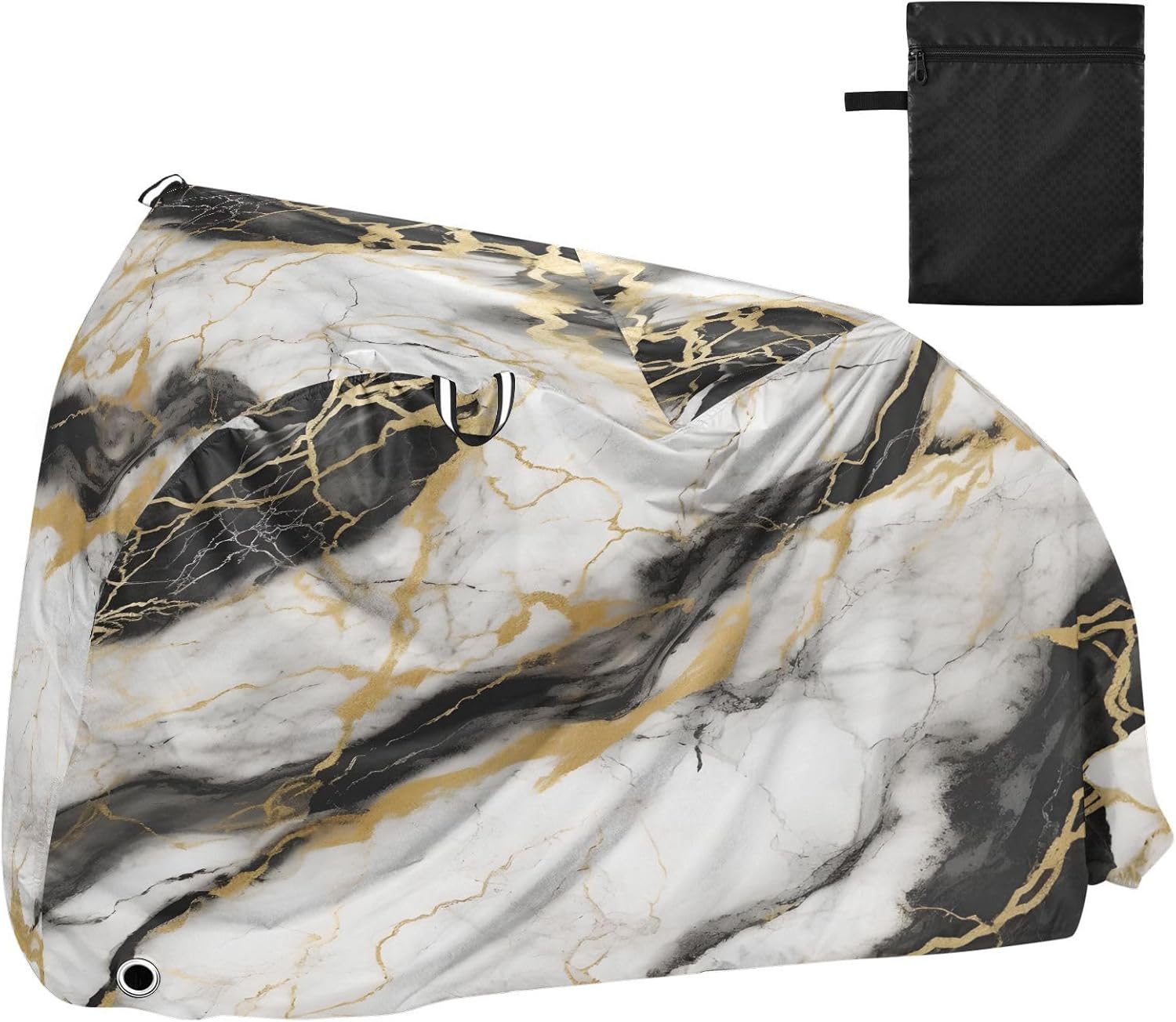 ALAZA Black & White Marble Modern Bike Cover Waterproof Outdoor Ebike Bicycle Covers Tarp Protection for 1/2 Bikes, Sun UV Dust Wind Proof