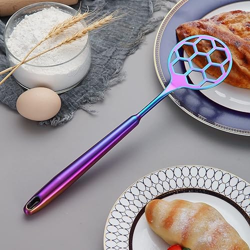 Miniatura 2 de Batidor de masa, con forma de fútbol americano resistente, batidor plano de acero inoxidable para cocinar y hornear, sin horking en el mango para