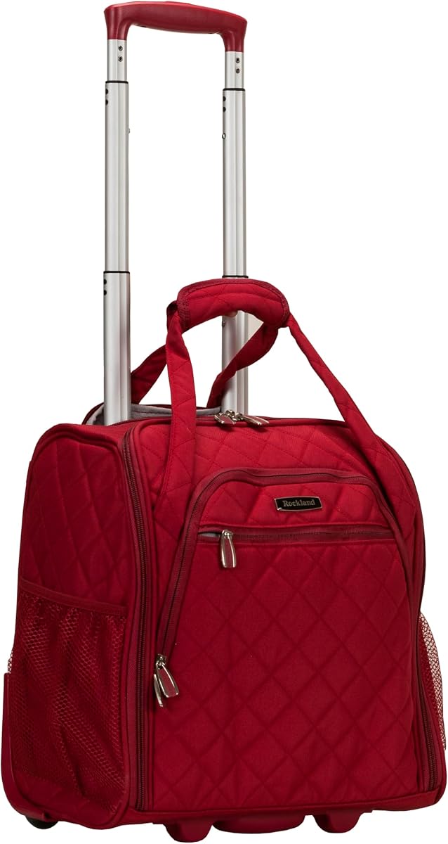 Melrose Equipaje de mano vertical con ruedas debajo del asiento, rojo