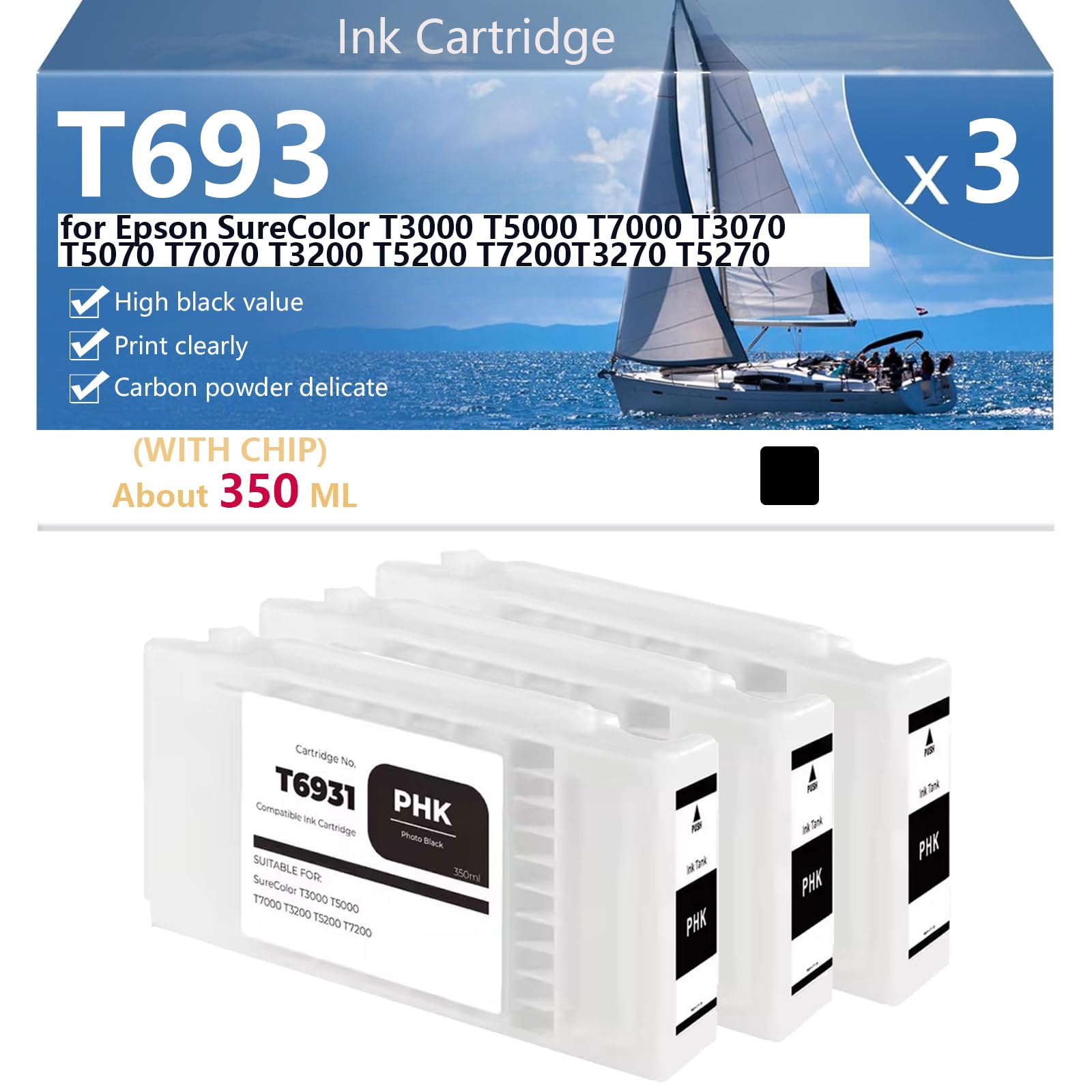 Cartouche Epson SureColor T3000 T5000 pour impression grand format - 8