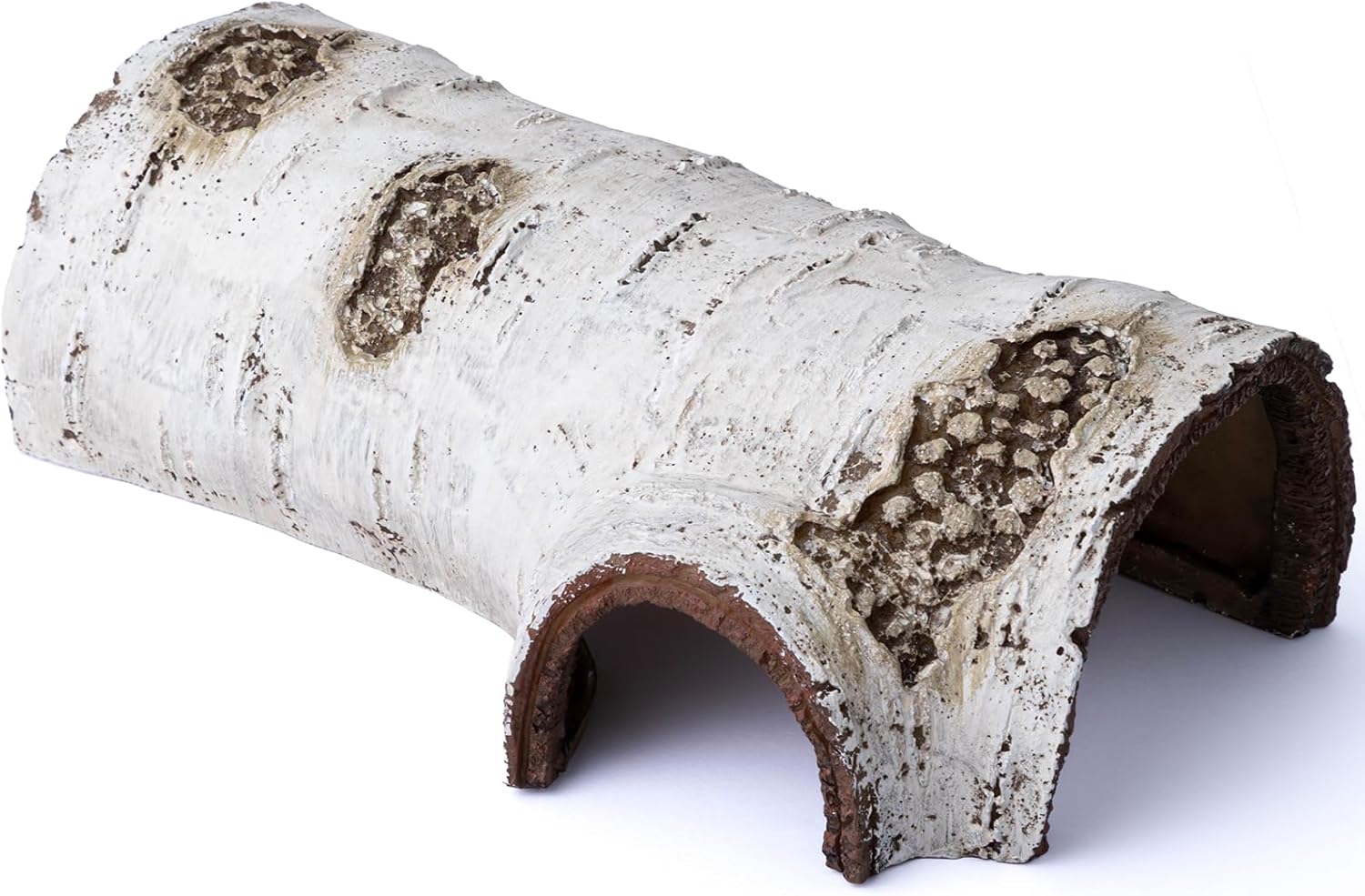 Natural Reptile Hide Basking Platform, Hideout Decor for Aquarium, Fish Tank, Bearded Dragon, Gecko, Shrimp, Betta (Birch Tree Hiding Cave, Large)