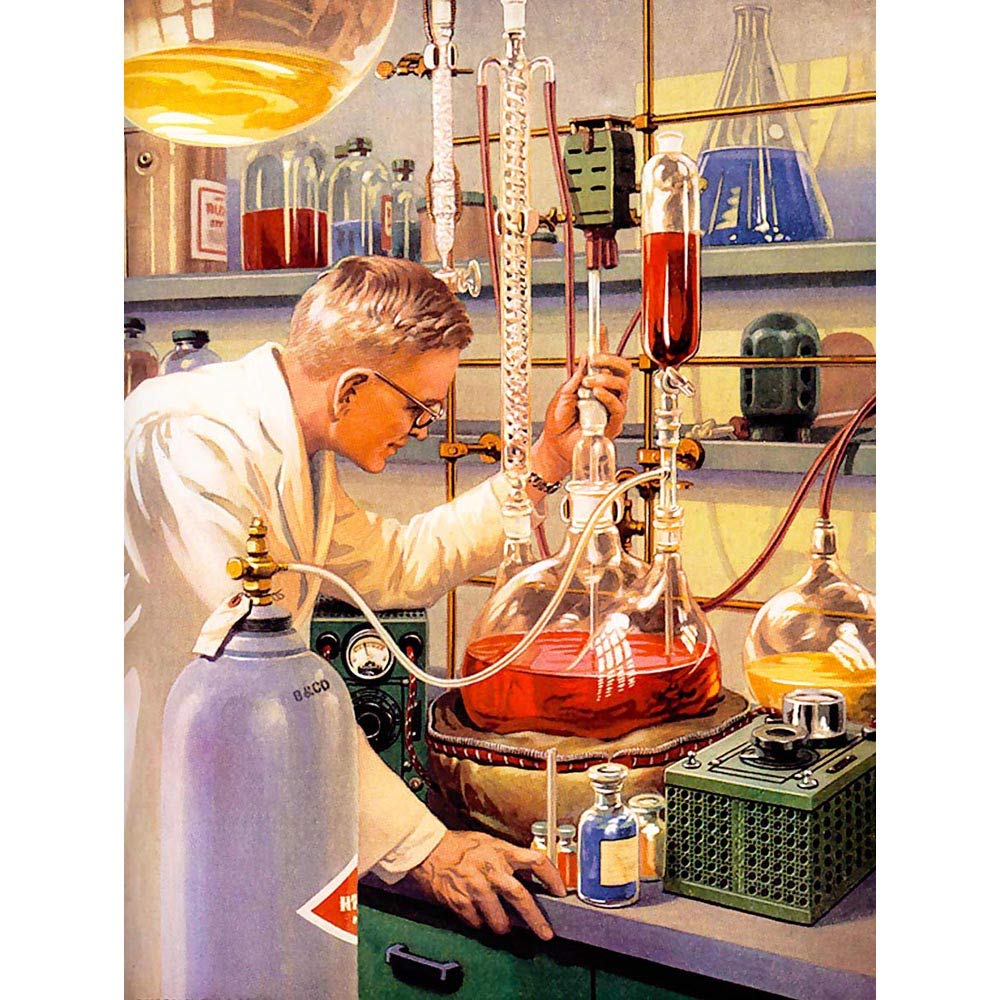 Wee Blue Coo Vintage Science Lab Illustration Chemistry Art Print