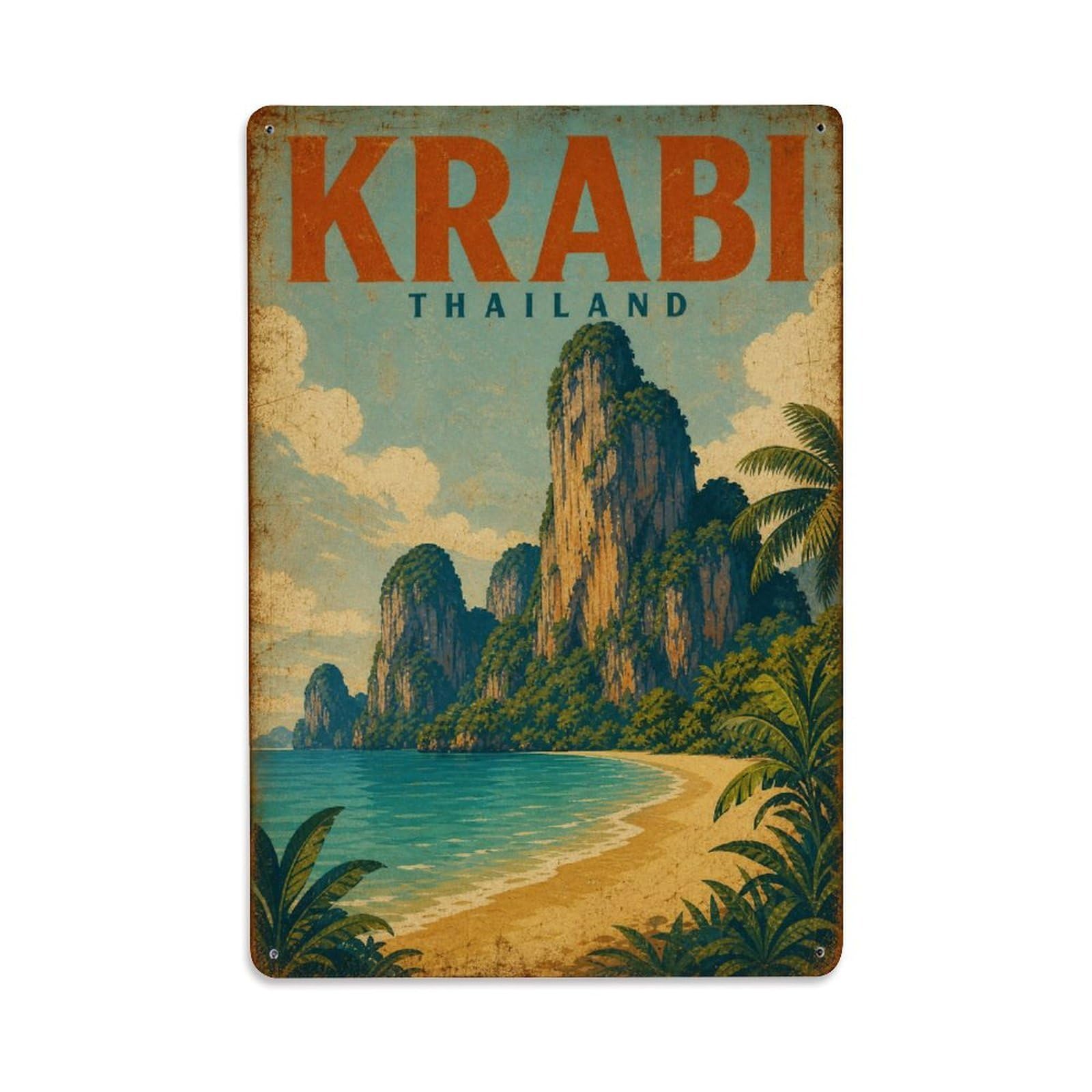 Metal Tin Sign Retro Travel Thailand Krabi