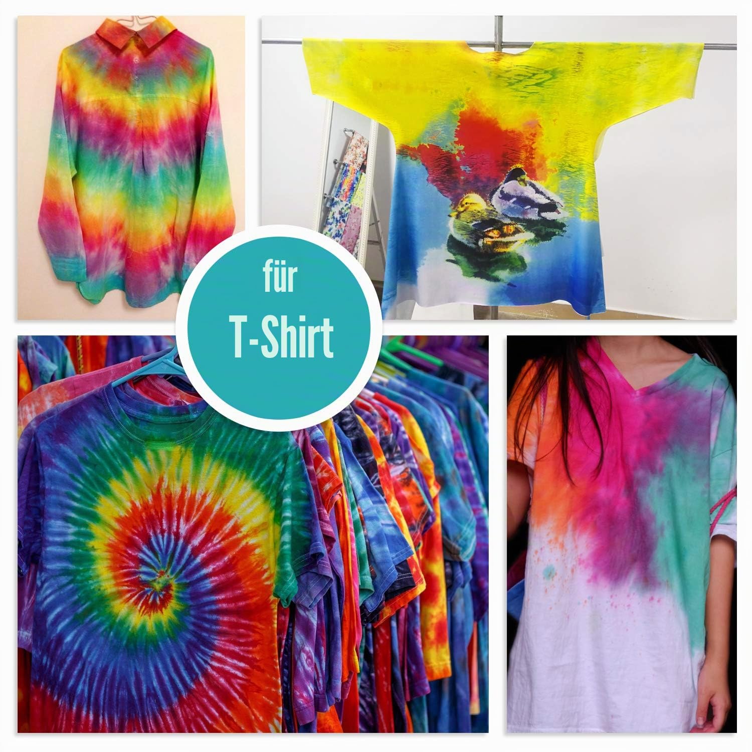 Tie Dye Kit 18 Farben - Stoff Farben Textilfarbe Set für DIY Hemd, Erwachsene und Kinder Textil Kleidung Malerei - Alles in 1 Fabric Tie Dye Batikfarben Set für T Shirt, Hoodie, Partybedarf