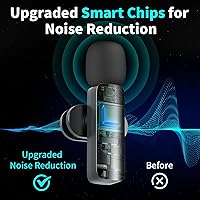 Vista 3 de Micrófono inalámbrico Lavalier Clip en Micrófono - Micrófonos recargables 4 en 1 con clip magnético para grabación de video Micrófono ajustable