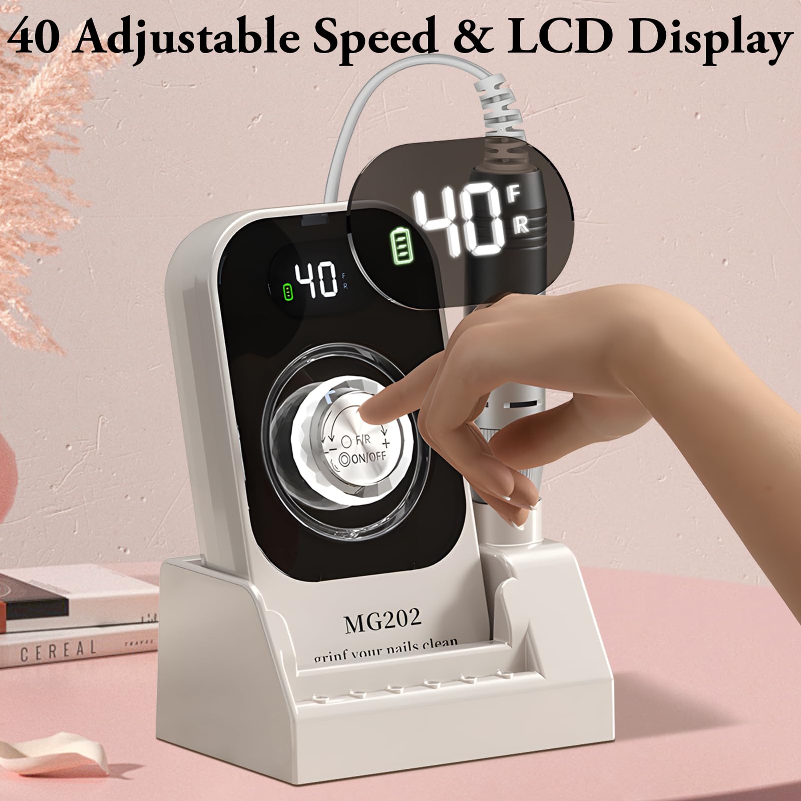 Aedcbaide 40000RPM Electric Nail Files, Professional Portable Nail
