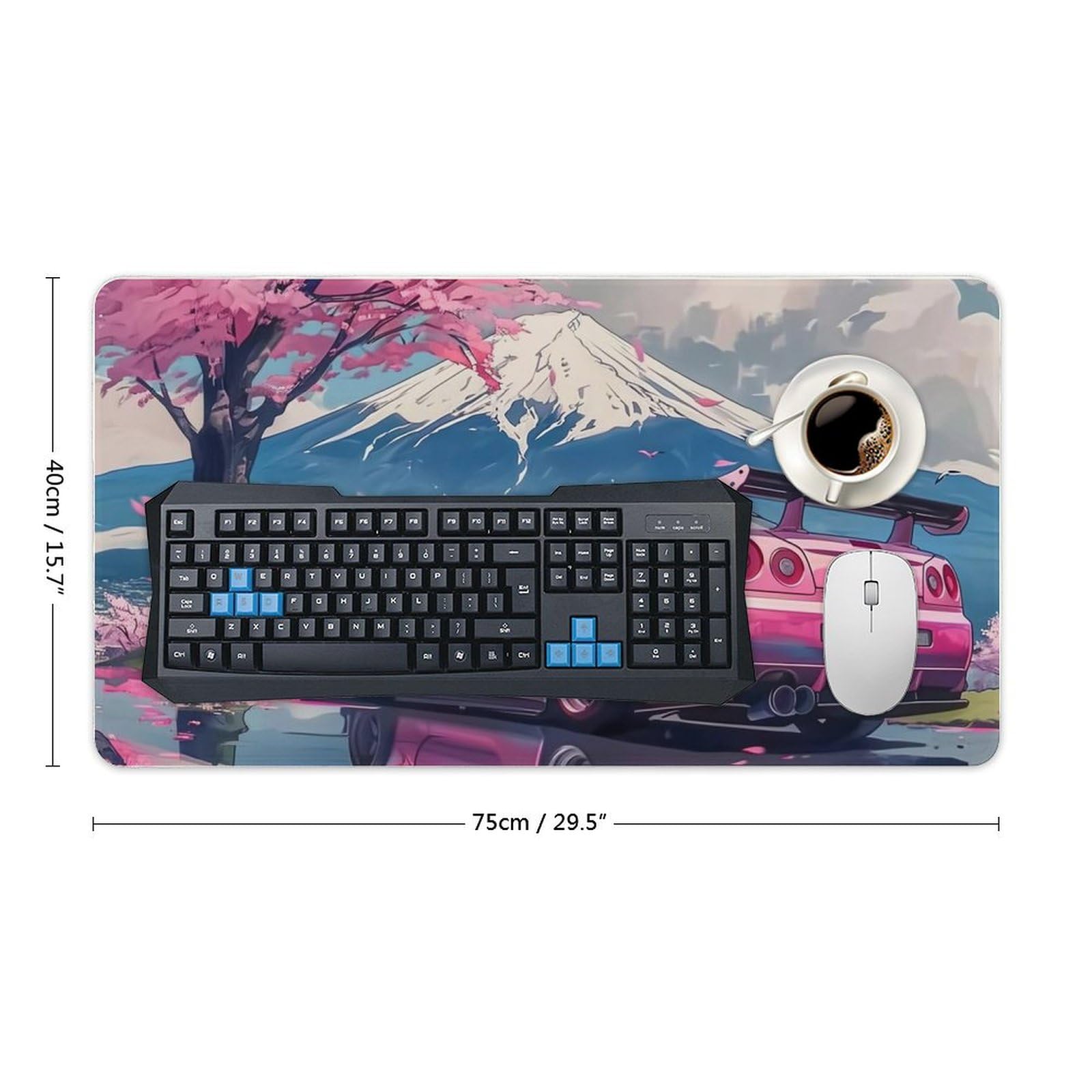 QEOPGNE - Alfombrilla De Mouse Grande Para Coche R32 Japonesa Retrowave Anime JDM Racing Car Desktop Mat Para Teclado Y Mouse Alfombrilla Antideslizante De Goma 30 X 60 Cm