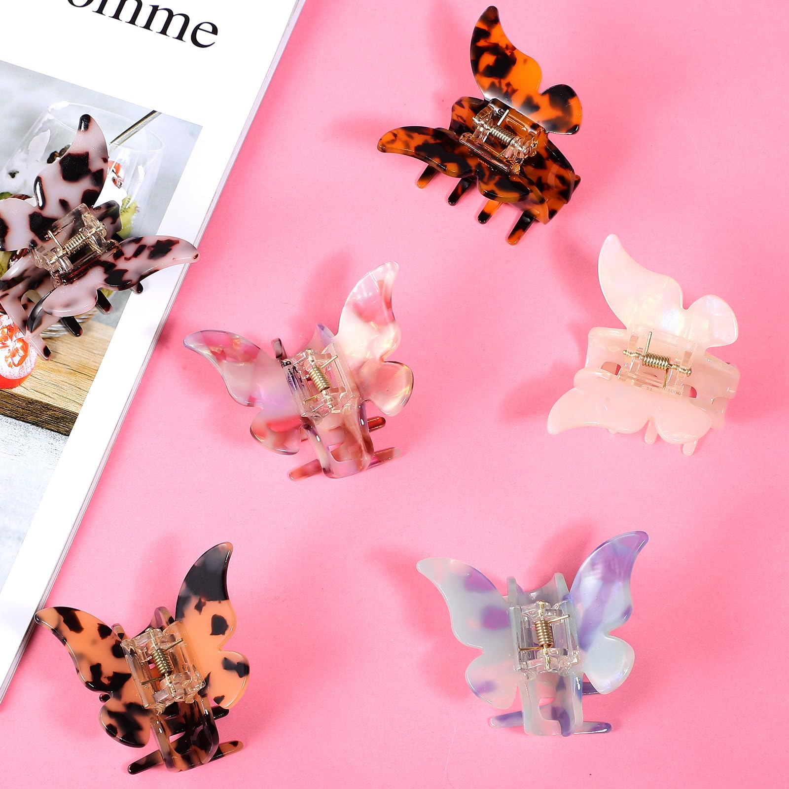 6 Stück Teiliges Schmetterling Haarklammern für Frauen und Mädchen Rutschfeste Krallenclips für Dünnes und Dickes Haar Eleganter Haarhalter für Vielseitiges Styling und Festen