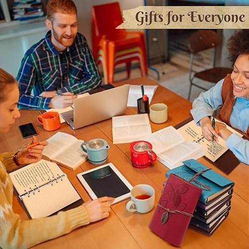 Miniatura 6 de Diario de cuero, diarios vintage para escribir, diario de viaje de 160 páginas rayadas para mujeres, hombres, niñas, niños, regalos, cuaderno de