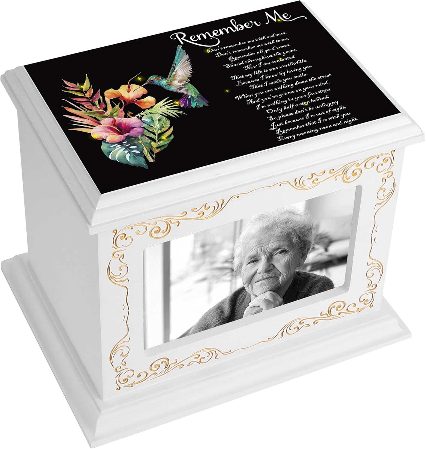 Cremation Urns for Human Ashes Adult Male or Female, Funeral Memorial Urns for Ashes with Photo Frame, Wooden Urns Box and Casket for Men Women, Burial Urn for Adults Up to 200 IBS