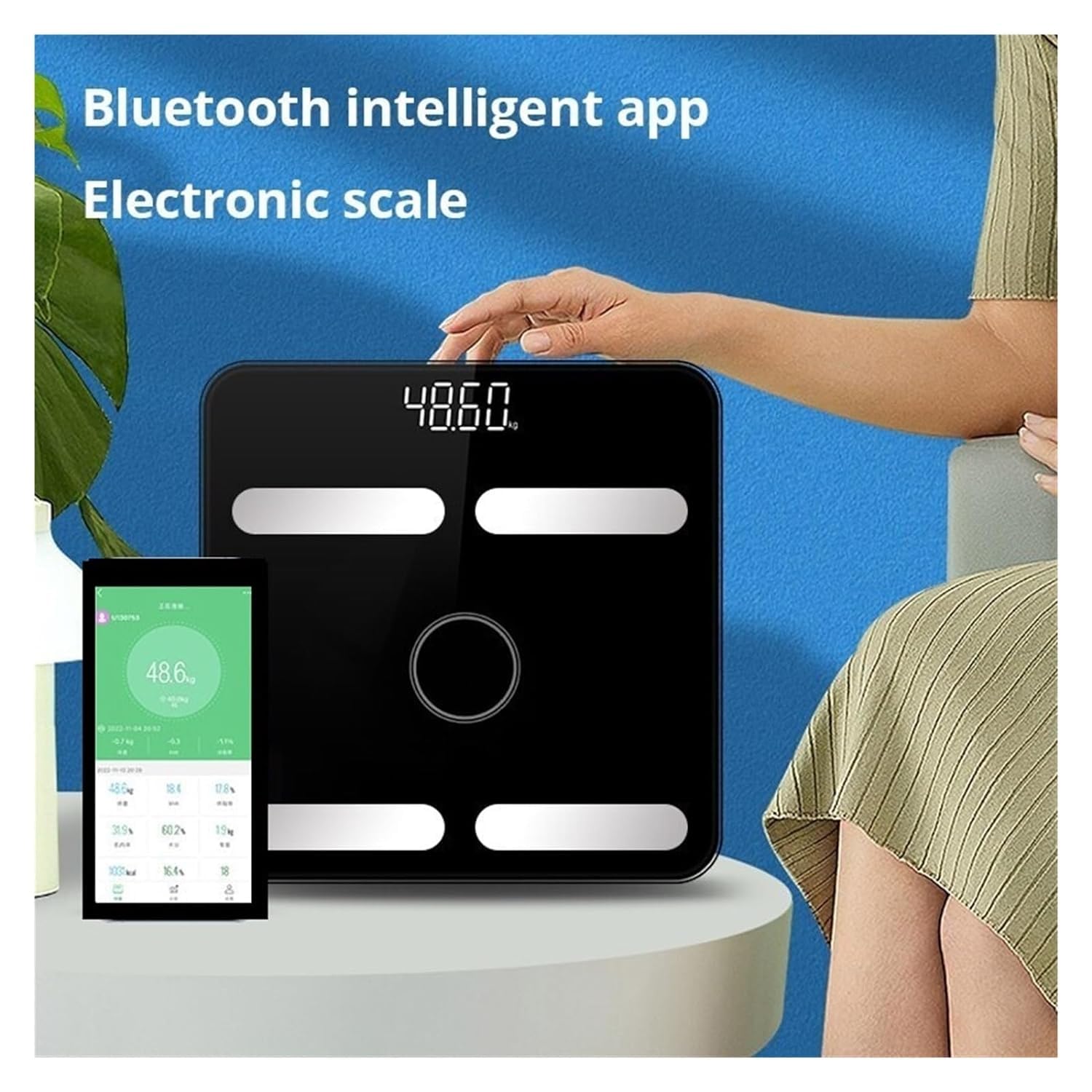 Balanza Báscula de baño con diseño de plataforma de vidrio templado, balanza Digital de alta precisión para personas, báscula de grasa corporal Alta precisión