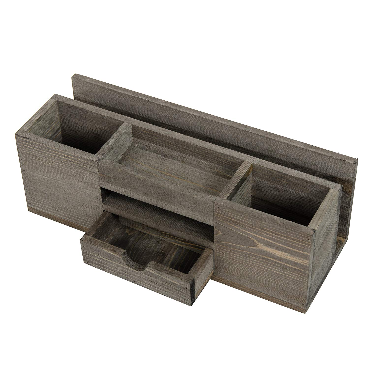 Liry Products - Organizador de escritorio de madera marrón, con múltiples compartimentos, estante de estante de mesa, gabinete de almacenamiento de madera, suministros de oficina, organizador de