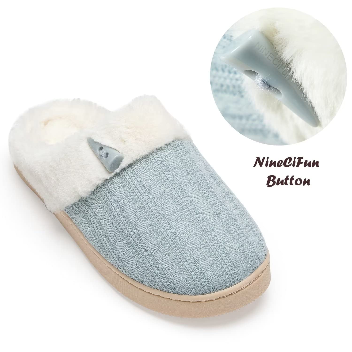 NineCiFun Pantofole da donna Comfort Memory Foam Pantofole morbide e pelose Scarpe da letto calde Pantofole antiscivolo