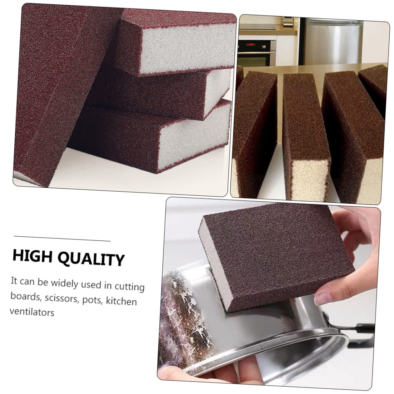 Alipis Esponjas De Lijado para Limpieza De Ollas y Sartenes 12 Piezas Tamaño 10x7x2,5 Cm Abrasivo De Alúmina Reusables para Cocina, Estufa y Bricolaje, Lavables y Multifuncionales para Uso Doméstico