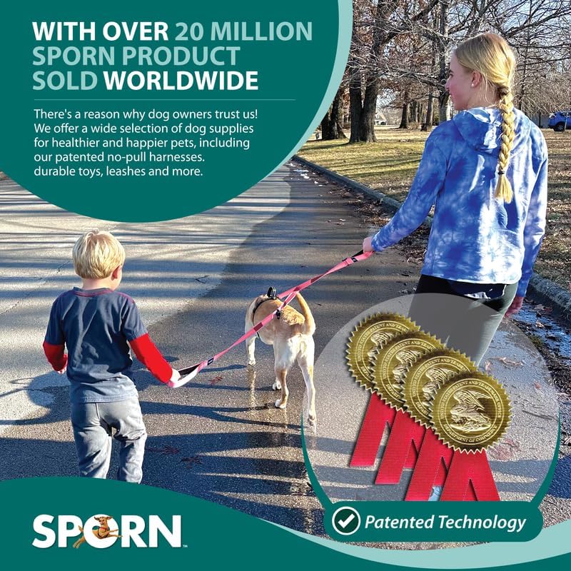 Double Handle Dog Leash Heavy Duty, Built-in Elastic Two Handle Dog Leash, Child Co Walk Shock Absorber Training Dog Leash with Reflective Stitching for High Visibility in Low Light Condition, Pink