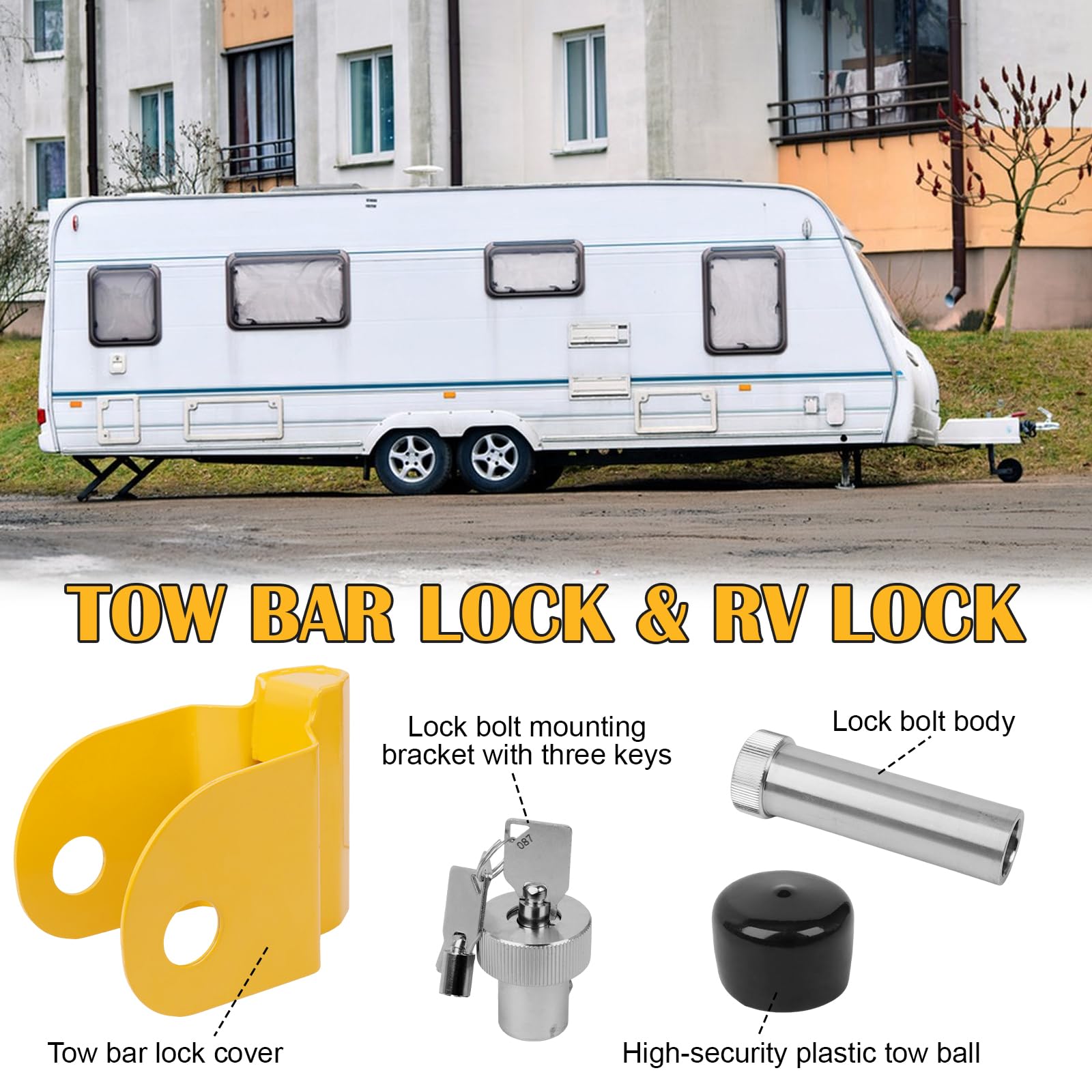 Deichselschloss kompatibel mit ALKO AK130 AK160 AKS1300 AKS2004 AKS3004 – Wohnwagen Diebstahlsicherung mit integrierter Antischlingerkupplung – Passend für Caravan, Anhänger & Wohnmobil