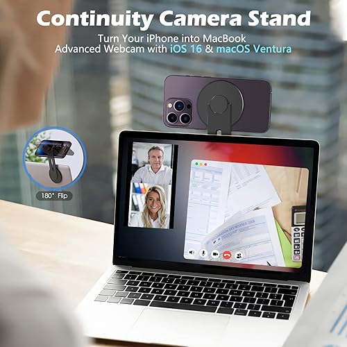 Miniatura 4 de imluckies Soporte magnético mejorado para teléfono portátil, soporte de cámara de continuidad ajustable de 180 compatible con Magsafe para iPhone