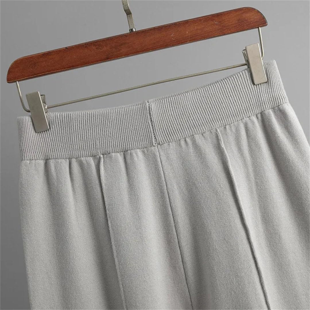 Ensemble de 2 pièces pour femme - Survêtement tricoté - Col rond - Pantalon à jambes larges - Ensemble deux pièces