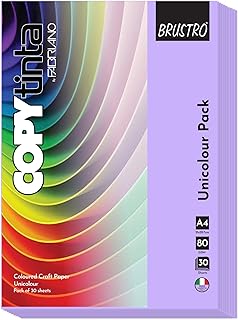 BRUSTRO Copytinta Coloured Craft Paper A4 Size 80 GSM Violet Shade (Violetta), 60 Sheets Pack | Double Side Colored, Ideal for Origami, Scrapbooking, 