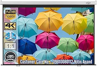 Inlight Wall Type Pull Down Spring Action Projector Screen, Size: - 5 Ft. (Width) x 5 Ft. (Height) in Imported High Gain Fabric, No Autolock/Instalock Mechanism