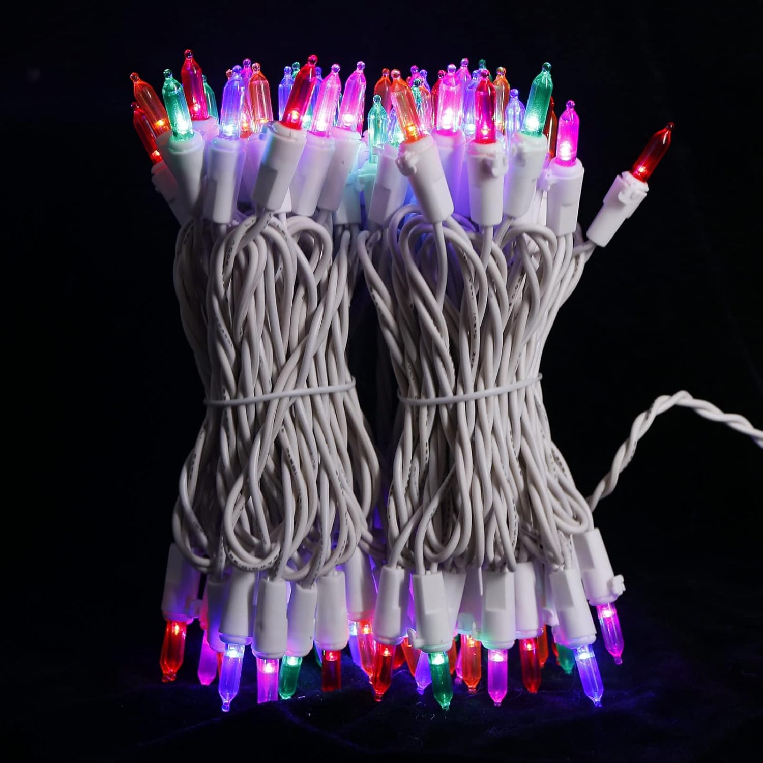 Multicolor LED Christmas Lights - 2 Pack 100 Count Multi-Colored Christmas String Lights for Tree, Party, Wedding, Holiday, Indoor/Outdoor Decor, 2 Sets 33 Feet White Wire, UL Certified, Connectable