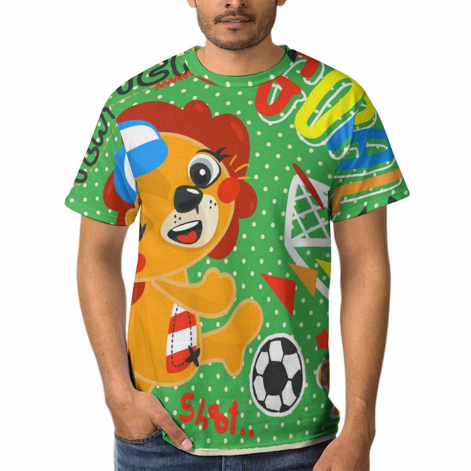 T-Shirt Homme Lion Soccer à Col Rond Manches Courtes Sport - 8
