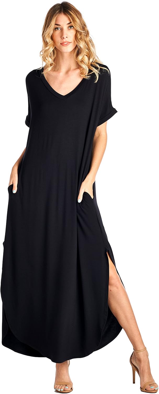 V neck pocket maxi dress Clearance