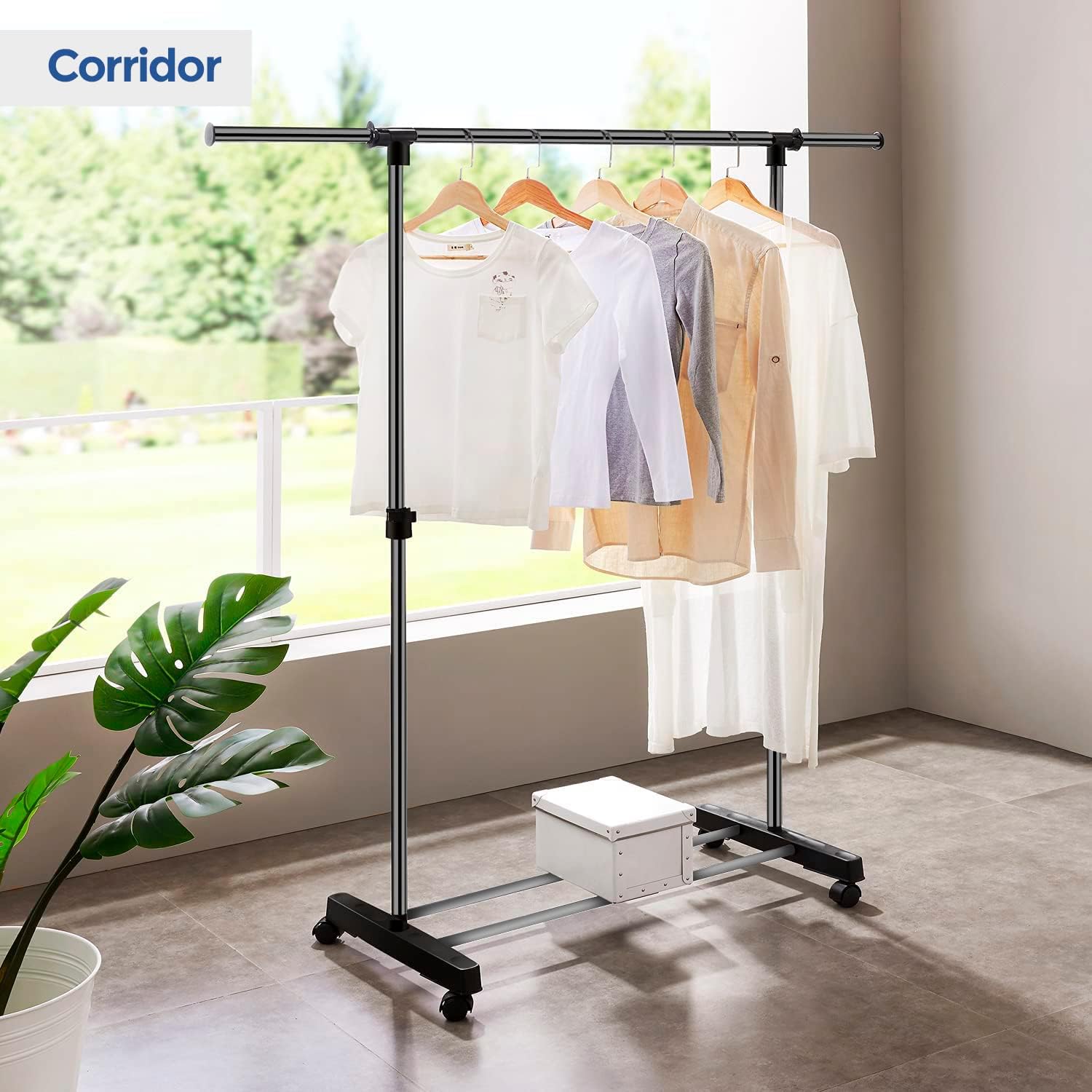 edihome Clothes Rack in a corridor setting