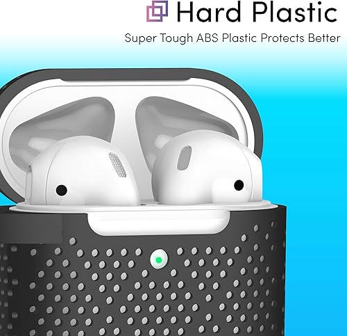 Vista 5 de TalkWorks - Carcasa rígida para AirPods (cierre de clip, compatible con Apple AirPods Series 1 y 2), color negro