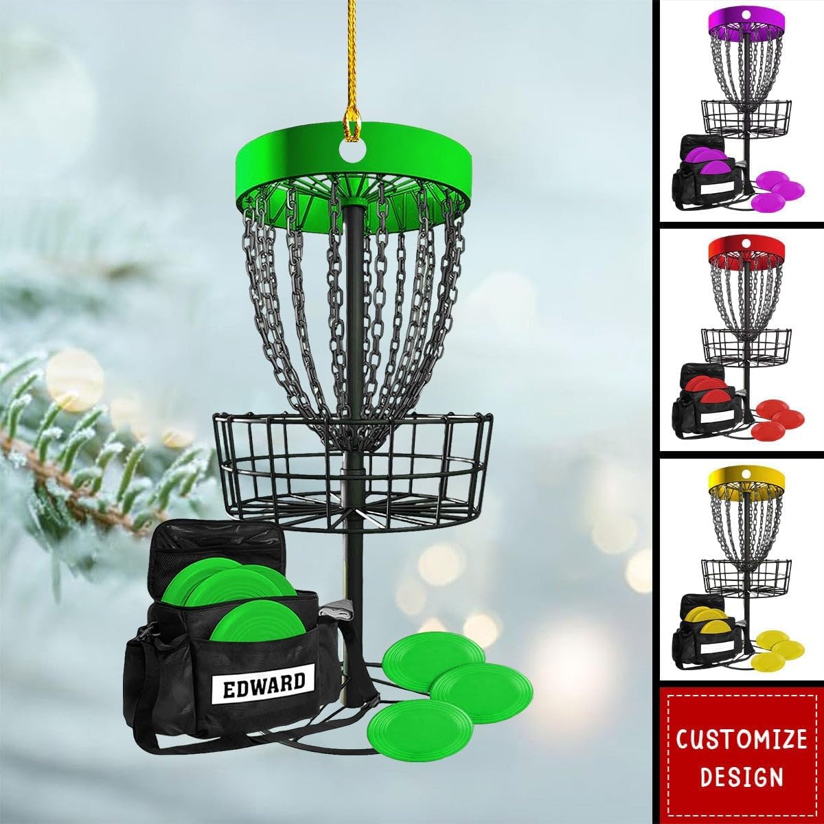 NAZENTI Personalized Disc Golf Christmas Ornament 2025, Custom Name Disc Golf Bag, Customization Golf Bag and Irons Decoration for Xmas Tree, Golfing Keepsake Gift for Golfer & Golf Player Lover - Image 7