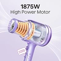 Vista 31 de Wavytalk Secador de pelo, secador de pelo iónico soplado para cabello rizado con difusor, secador de secado rápido de 1875 W con tecnología
