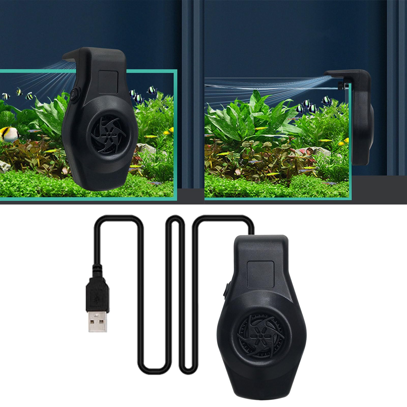 Potente ventilador de refrigeración para acuarios domésticos, reduce la humedad del calor, USB, enfriador de aire, accesorios para peceras, reductores de humedad