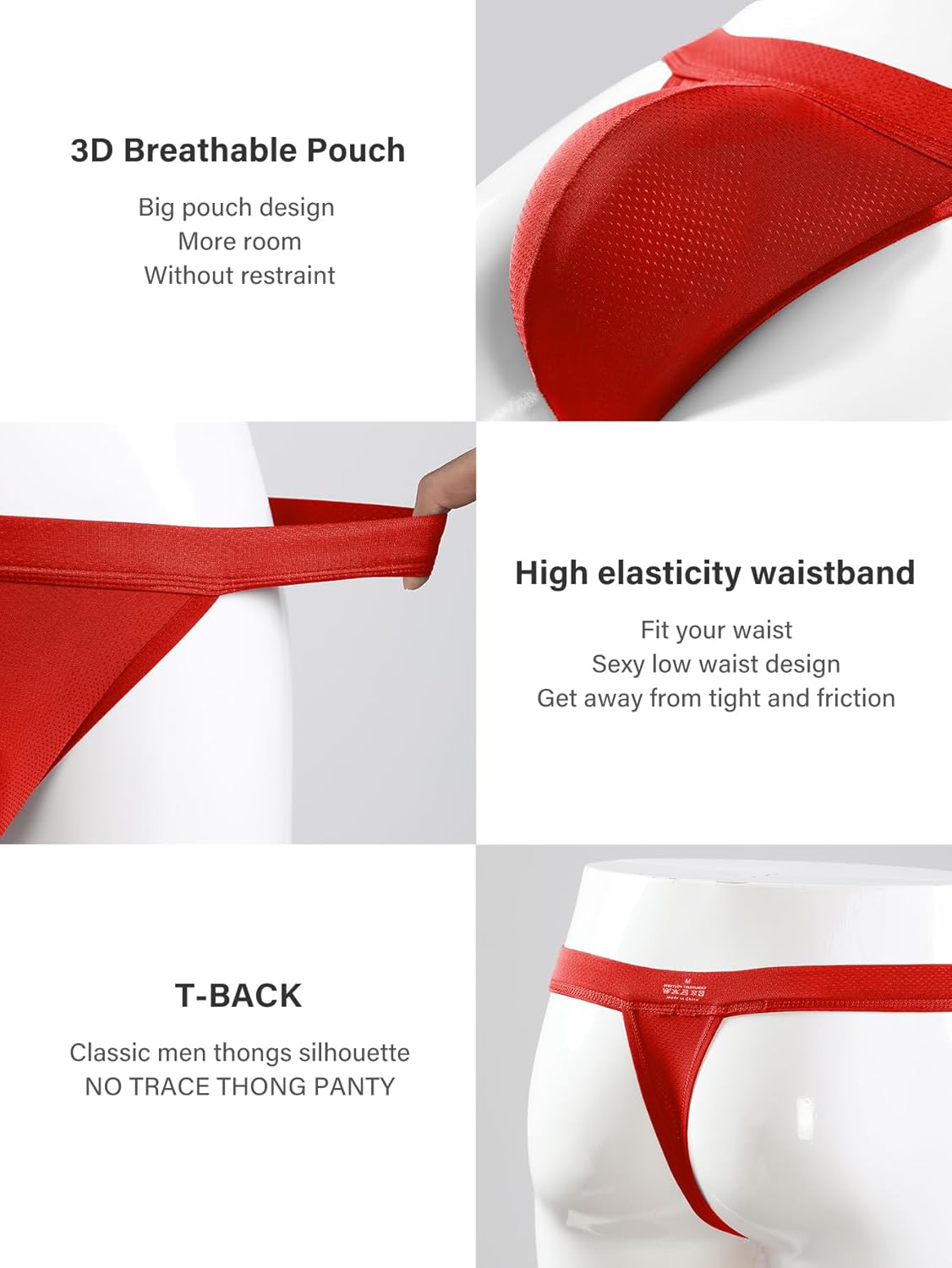 Arjen Kroos Men's Thongs Mesh Underwear Seamless Jock Straps G-strings Low Rise String Underpants - Image 4